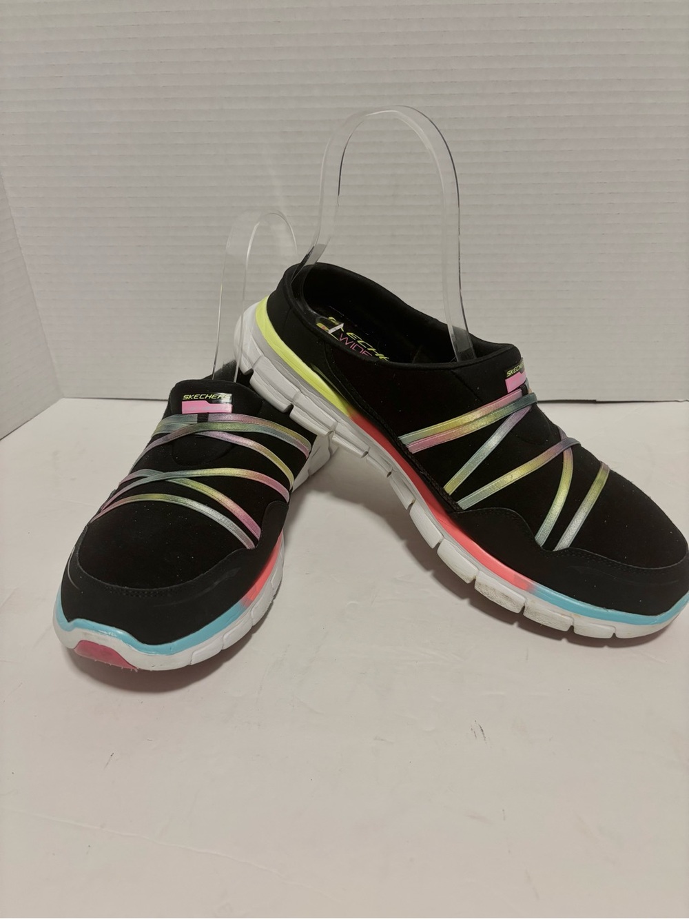 SKECHERS SPORT WOMENS AiR STREAMER SLIP ON MULTICOLORED ATHLETIC MULlES SZ 9.5